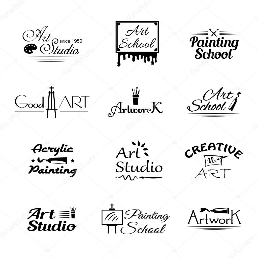 Set of art studio emblems