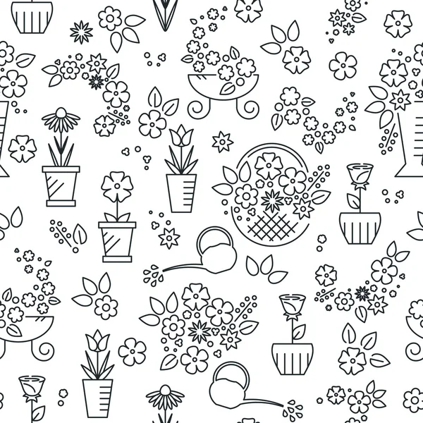 Flower line seamless pattern