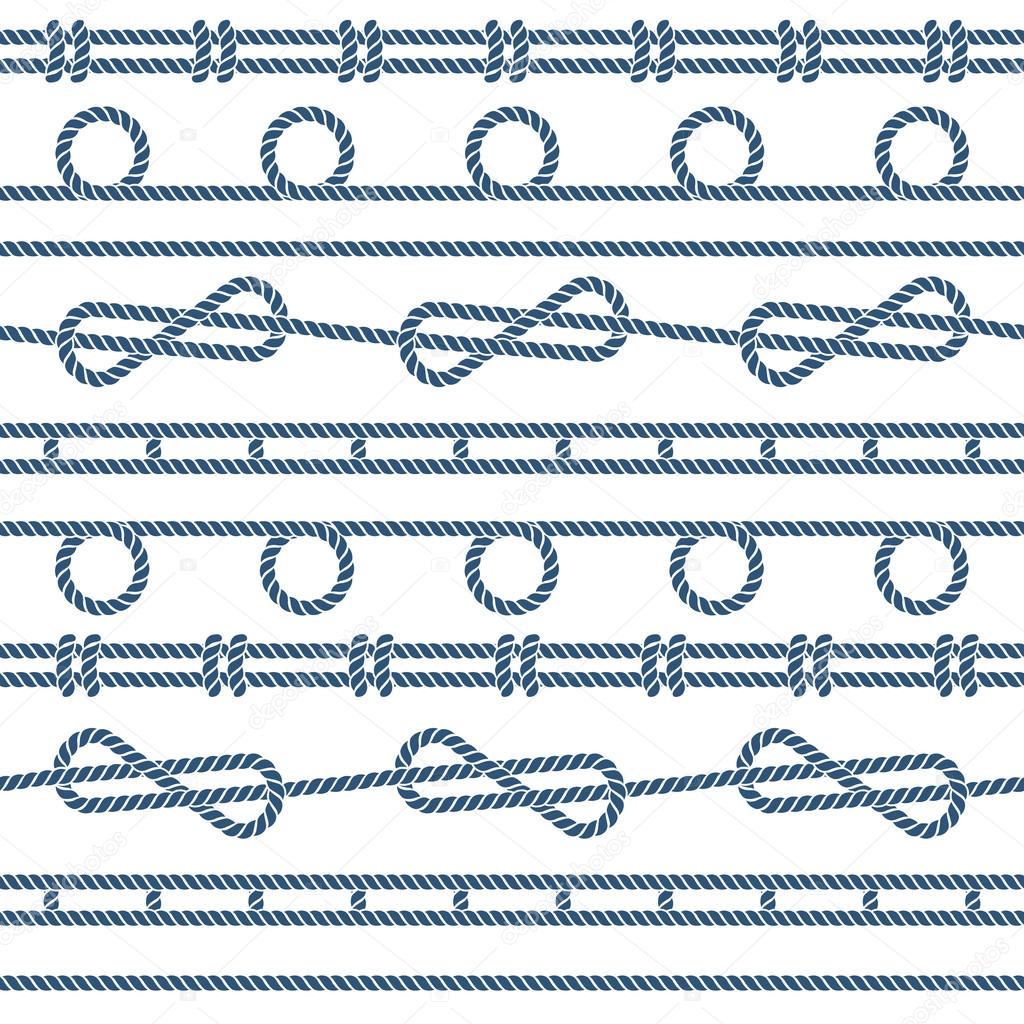 Marine rope knot seamless vector pattern
