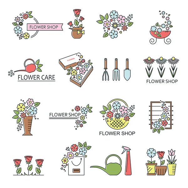 Iconos de floristería — Archivo Imágenes Vectoriales