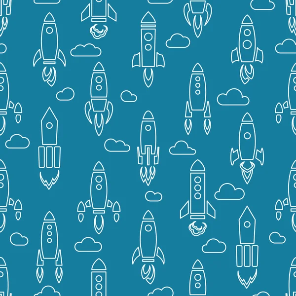 Rocket seamless pattern in cartoon style — 图库矢量图片