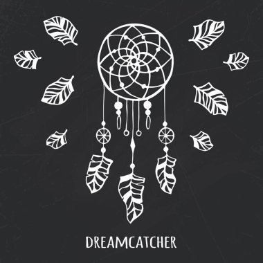 Vektör el çizilmiş kabile dreamcatcher