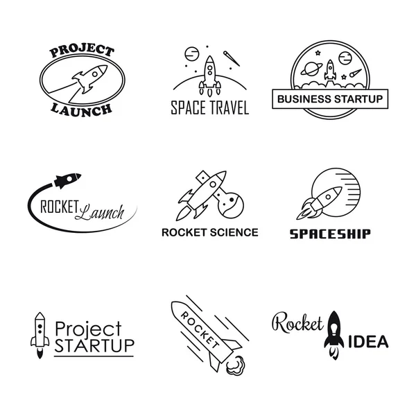 Vector rocket design logo set isolated