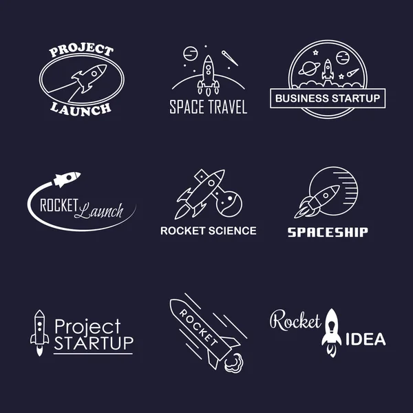 Vector rocket design logo set isolated — Stock vektor