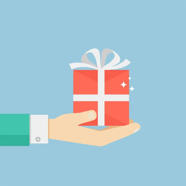 Hand holding or offering gift or present — Stockvector