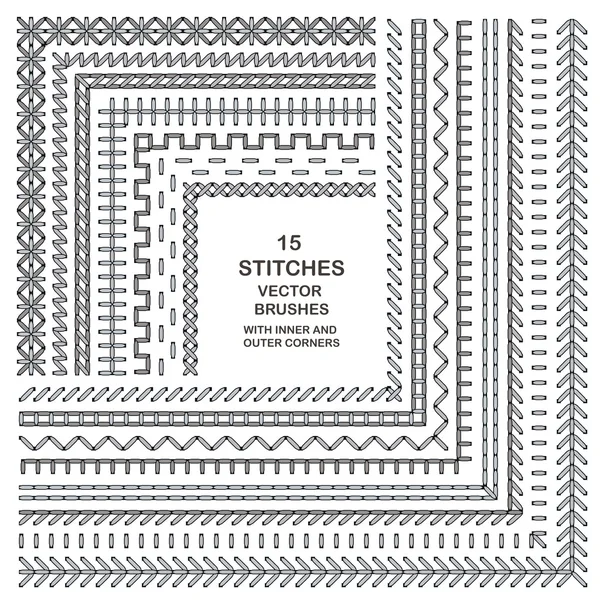 Vector cross stitches pattern brushes — Stockvector