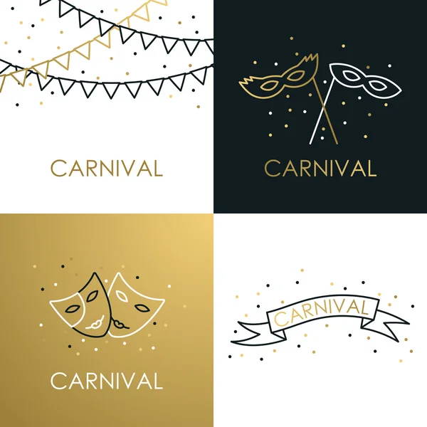 Vector carnival sign in black and gold color — Stock Vector
