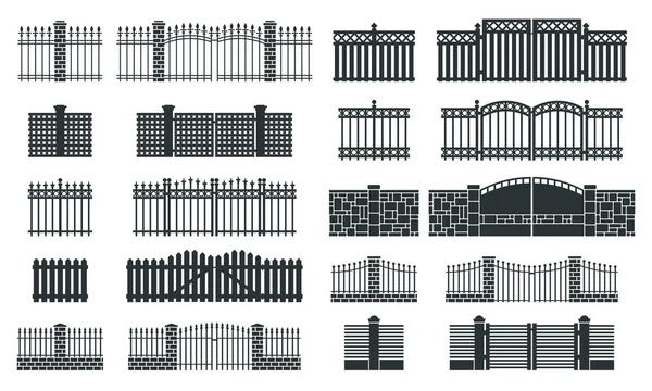 Vector fence silhouette set — Stock Vector