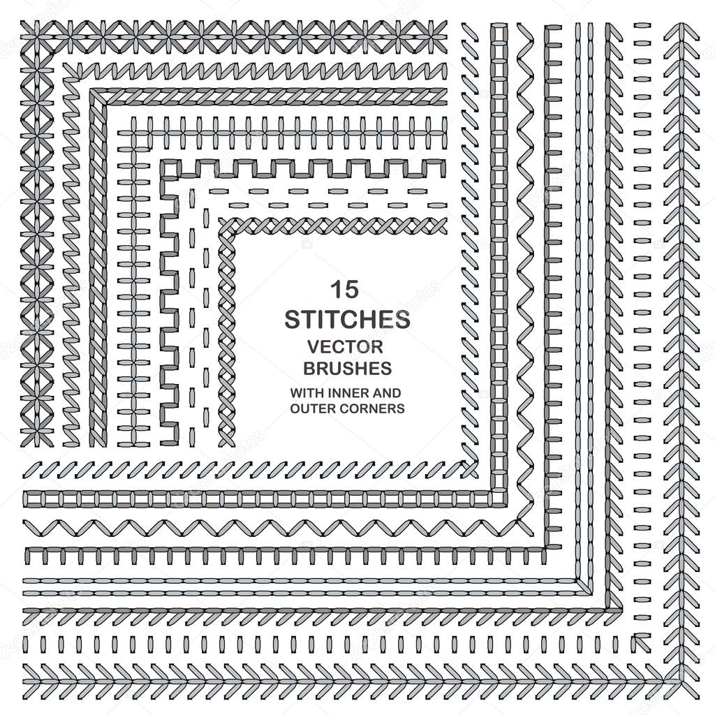 Vector cross stitches pattern brushes