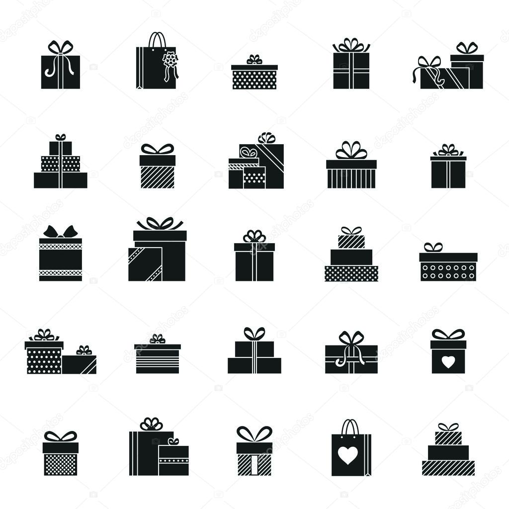 Set of gift and present icons isolated