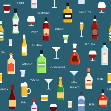 Alkol şişeleri vektör seamless modeli