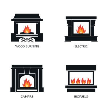 Vektör şömine simgeler kümesi