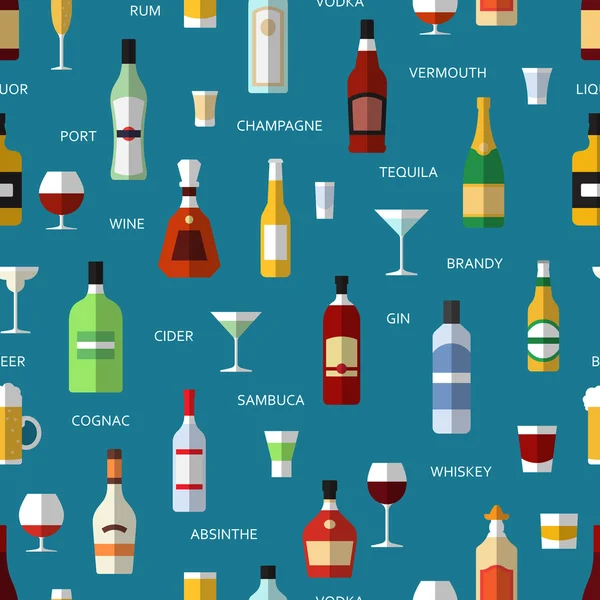 Modèle de bouteilles d'alcool plat vectoriel — Image vectorielle