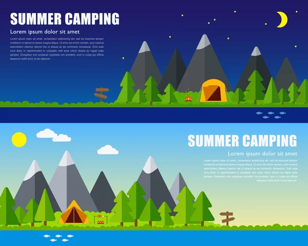 Conceito de acampamento de verão vetorial — Vetor de Stock
