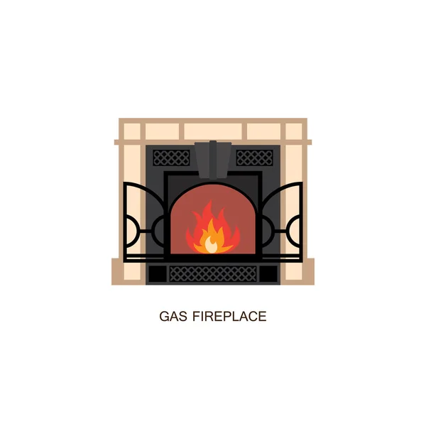 Gas fireplace vector illustration — Stock Vector