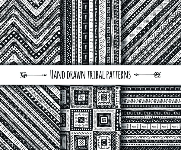 Set of vector hand drawn seamless pattern — Stock Vector