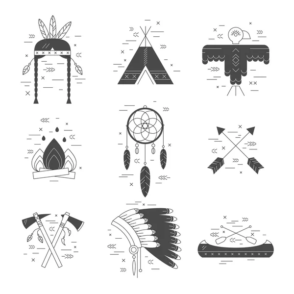 Concepto de elementos vectoriales nativos americanos — Vector de stock