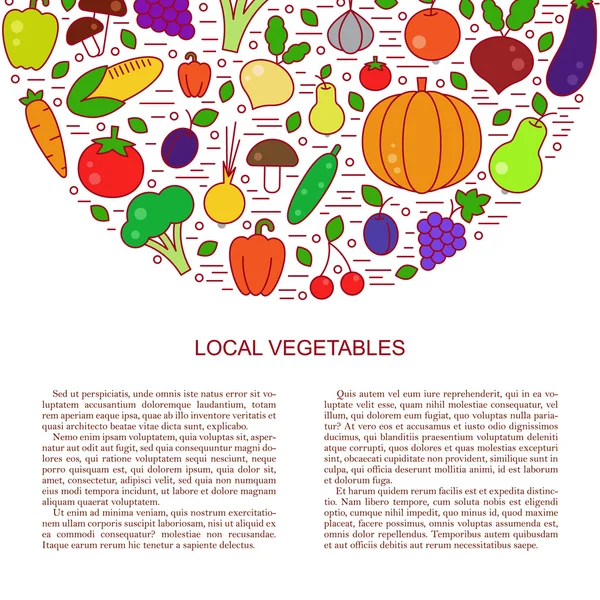 Frisches Gemüse Linienvektor Illustration — Stockvektor