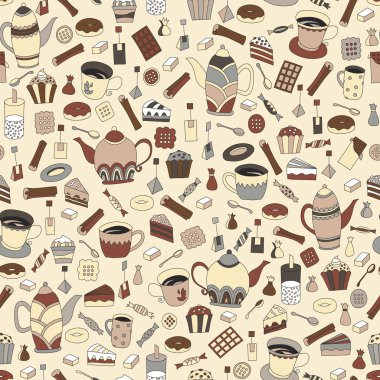 El çekilmiş yarım yamalak çay tema ile Seamless Modeli