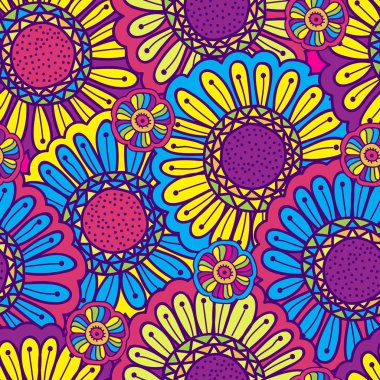 Dikişsiz desen renkli çiçek alanı