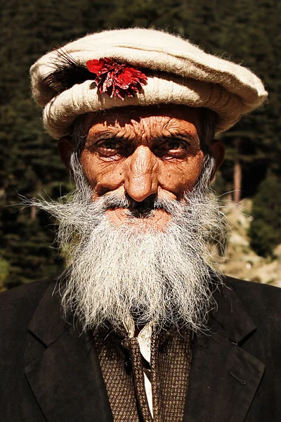 Соплеменники. Старик из Сват Вэлли, КПК, Пакистан — стоковое фото