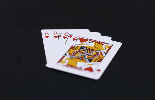 Серця покеру гральних карт J Q K A — стокове фото