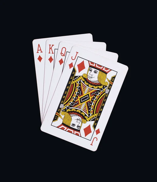 Poker diamonds of J Q K A playing cards — Stock Photo, Image