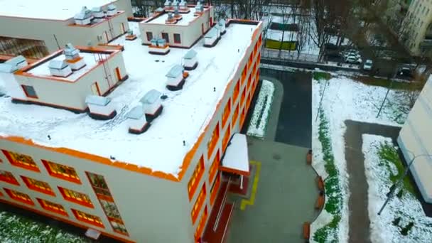 Aerial View of Moscow School New Building Day — Stock Video