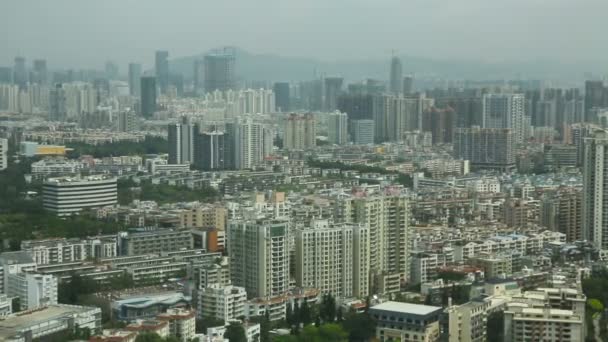 Widok z chińskiego miasta Shenzhen Guangdong letni dzień — Wideo stockowe