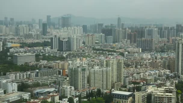 Letecký pohled na čínské město Shenzhen Guangdong letní den — Stock video