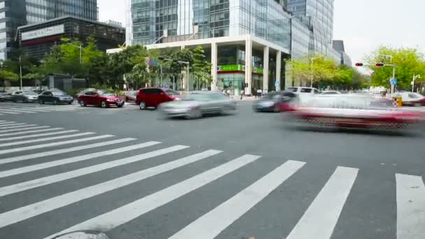 Chine Timelapse Street Crosswalk People Ville chinoise Shenzhen Guangdong Journée d'été — Video