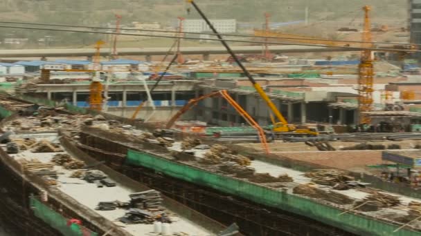 Panorama van een enorme bouw Site Shenzhen Guangdong — Stockvideo