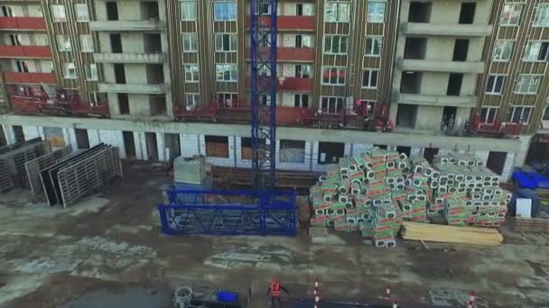 Construction D'un Nouvel Immeuble Résidentiel Moscou Jour D'été, Vue Aérienne — Video