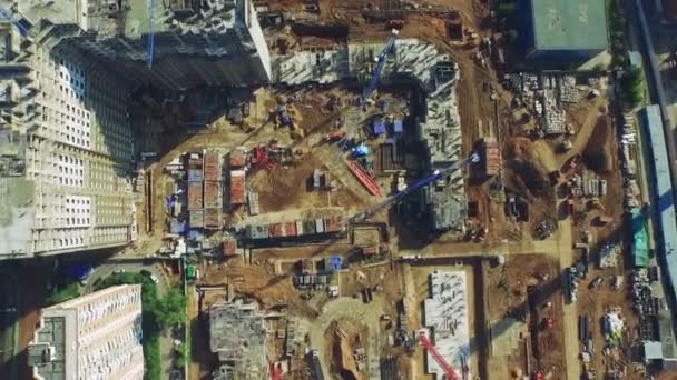 Top View of the Construction Site Moscow Summer Day — Stock Video