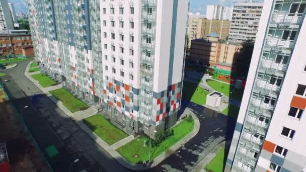 Nova Área Residencial Novos Edifícios Dia de Verão de Moscou, Vista Aérea — Vídeo de Stock