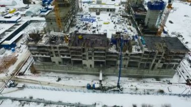 Bina inşaat başlangıç tarih. Vinç. Moskova kar Winter.aerial görünümü