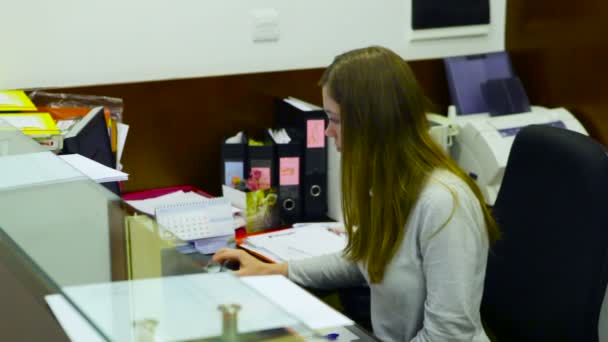 Female Secretary Working at a Computer — Stock Video