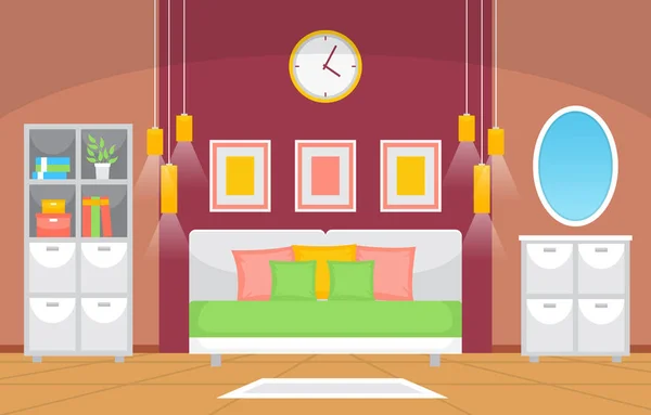 Yatak Odası Yatak Odası Mimari Modern Tasarımı — Stok Vektör