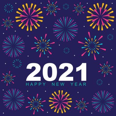 Havai fişekler Mutlu Yıllar Noel tebrik kartı arkaplan şablonu