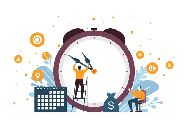Zakenman Talking Time Management Business Strategie Illustratie — Stockvector