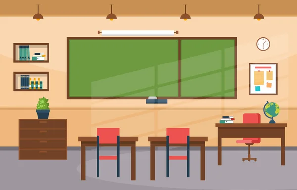 Empty Classroom Interior Education Elementary School Class Nobody Illustration — Stock Vector