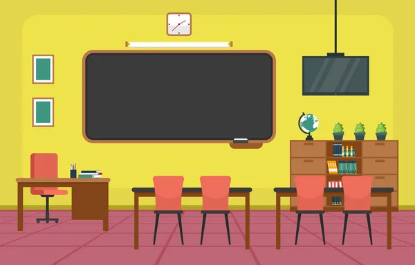 Classe Vide Enseignement Intérieur Classe Primaire Personne Illustration — Image vectorielle