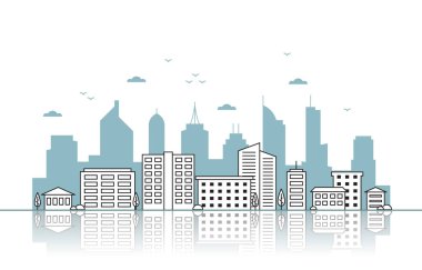 Şehir Şehir Binası Şehir Manzarası Yansıma Çizimi