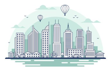 Sunset Caddesi Şehir Binası Şehir Manzarası Çizimi