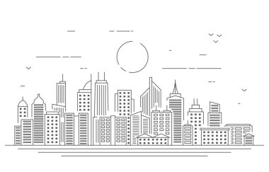 Şehir Şehir Binası Şehir Manzarası Çizgisi Çizimi