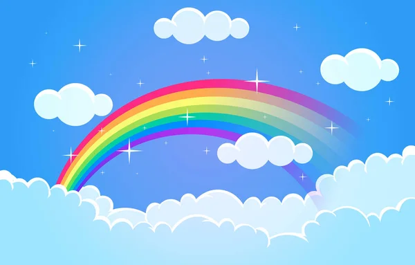 Hermosa Colorido Arco Iris Nube Cielo Naturaleza Ilustración — Vector de stock