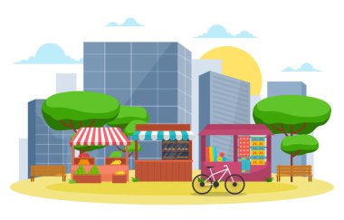 Sağlıklı Meyve Sebze Mağazası Şehir Resimlerinde Bakkal