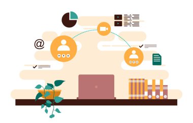 Ev Bilgisayarından Çalışma İnternet Çevrimiçi Serbest İşletme İllüstrasyonu