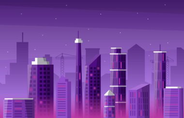 Night City İnşaat Şehir Manzarası Skyline İş Resimleri