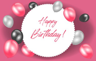 Çember Pembe Mutlu Yıllar Kartı Davetiye Kutlama Balonu Arkaplanı